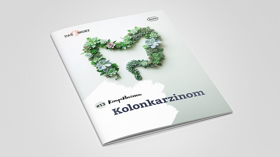 Mockup der Kompaktwissen-Broschüre Darmkrebs