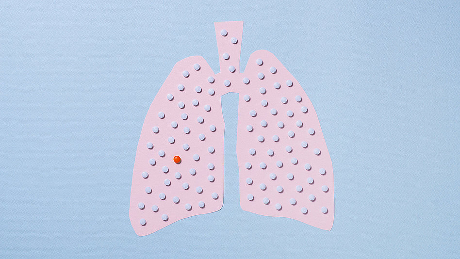 Lunge rosa mit Punkten auf blauem Hintergrund