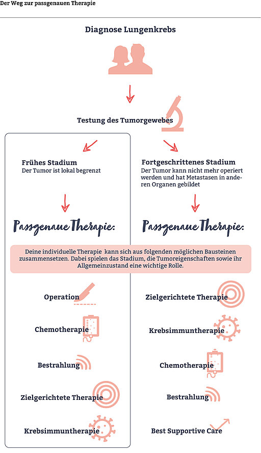 Darstellung des Behandlungsschemas einer Lungenkrebserkrankung
