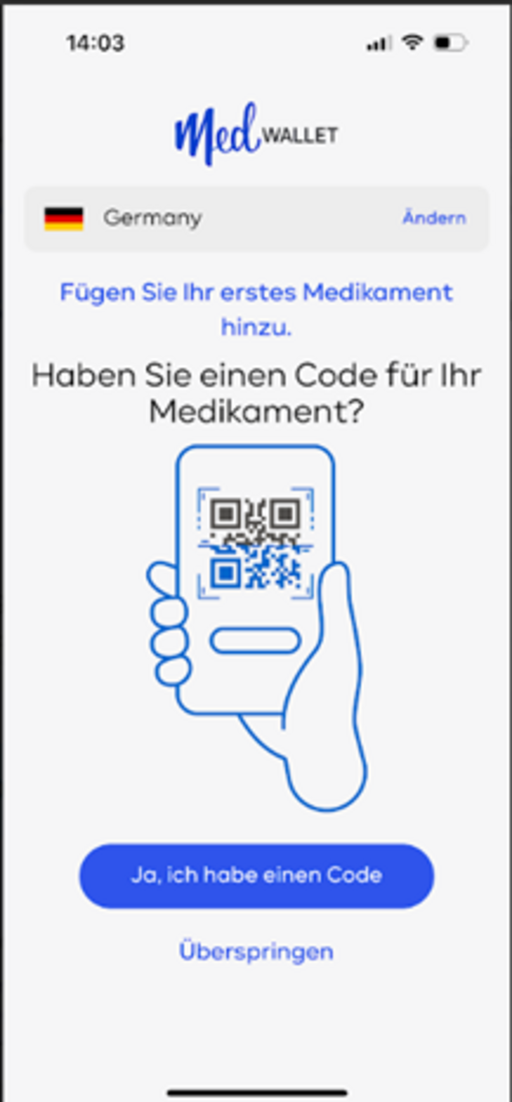 Screenshot aus der App MedWallet